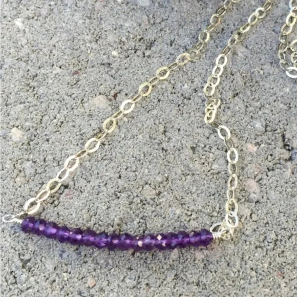 Amethyst Bar Necklace - Simple & Minimalist - Picture 3 of 3